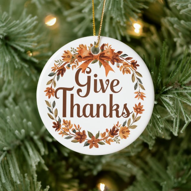 Give Thanks Ceramic Ornament (Tree)