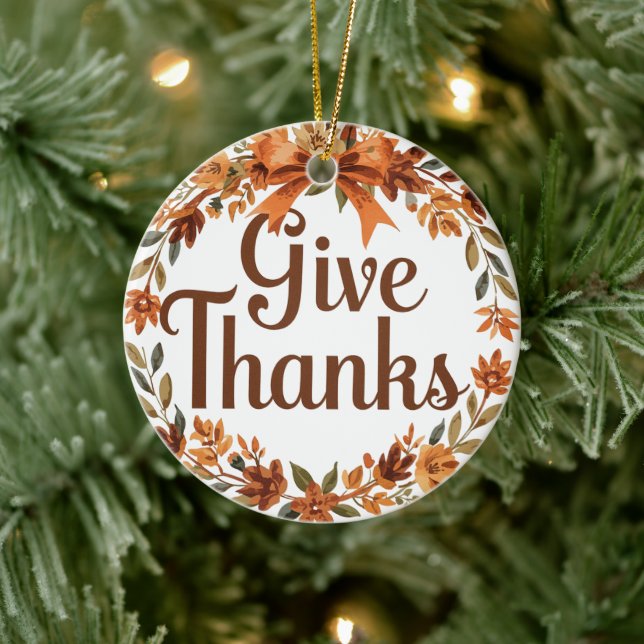 Give Thanks Ceramic Ornament (Tree)