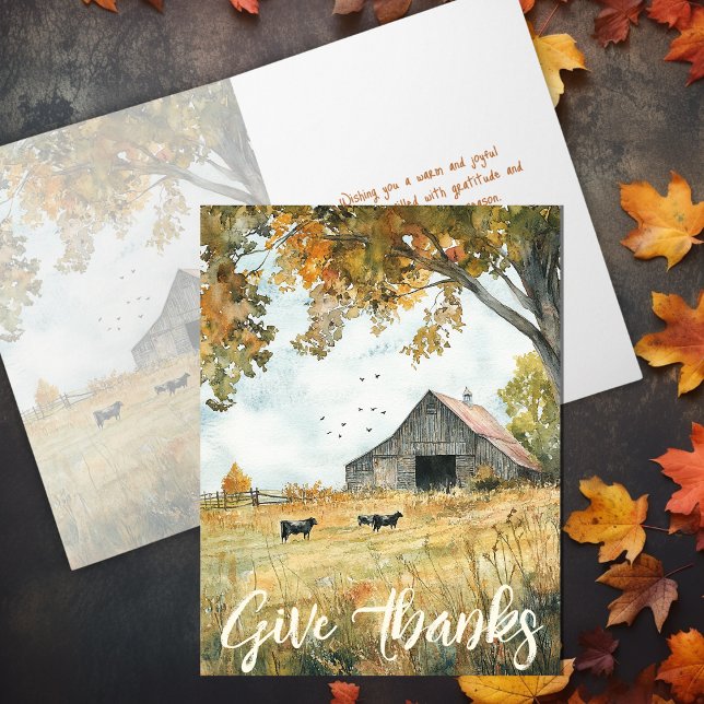 Give Thanks Charming Rustic Farm Thanksgiving Card (Give Thanks Charming Rustic Farm Thanksgiving Card)