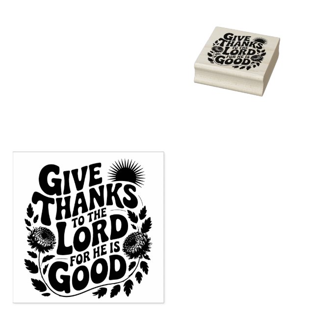 Give Thanks - Christian Rubber Stamp (Stamped)