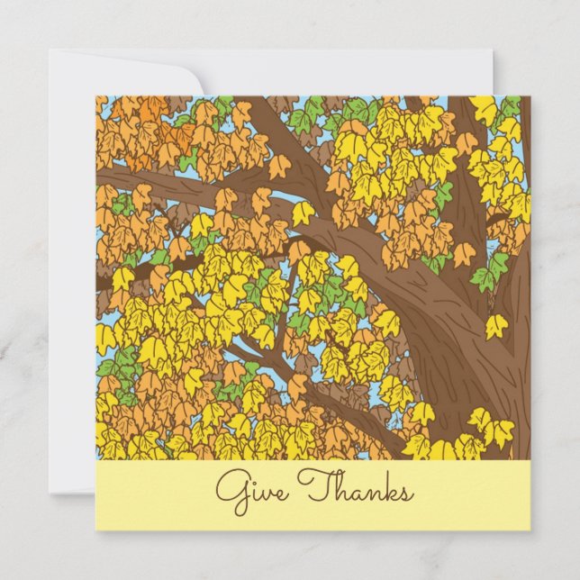 Give Thanks Colourful Autumn Tree Custom Invitation (Front)