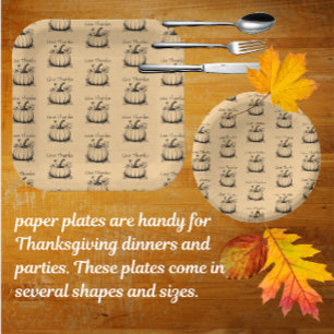 Give Thanks Country Pumpkins on Faux Burlap  Paper Plate