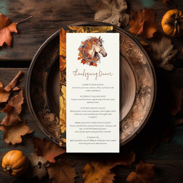 Give Thanks Elegant Horse Equestrian Thanksgiving Menu (Creator Uploaded)