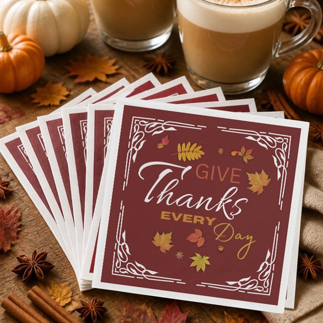 Give Thanks Every Day | Fall Foliage Paper Napkin (Creator Uploaded)