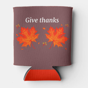 Give Thanks Fall Leaves Can Cooler – Autumn