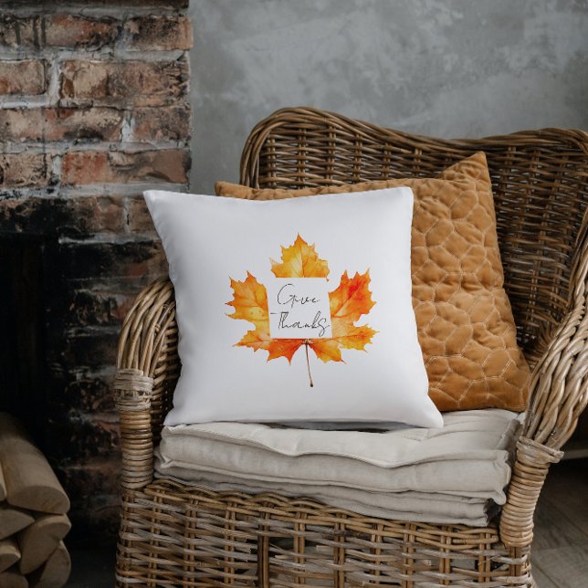 Give Thanks Fall Leaves Thanksgiving Cushion (Creator Uploaded)