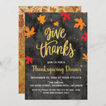 Give Thanks, Falling Leaves Thanksgiving Invite