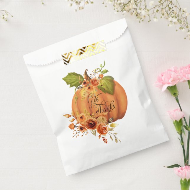 Give Thanks floral pumpkin  Favour Bag (Sealed)