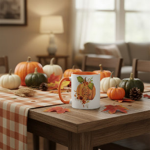 Give Thanks floral pumpkin  Mug