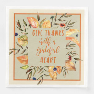 Give Thanks Floral, Thanksgiving Wreath Napkins