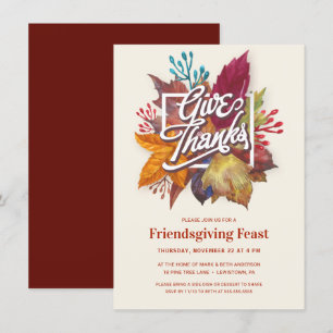 GIVE THANKS FRIENDSGIVING FESTIVE FALL LEAVES INVITATION