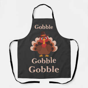Give Thanks  Funny Gobble Cute Turkey Adult Apron