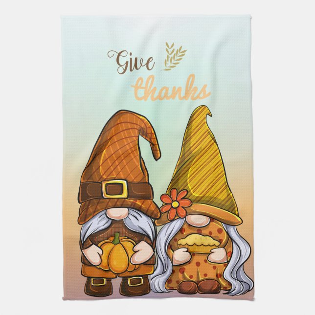 Give Thanks Gmomes Tea Towel (Vertical)