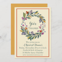 Give Thanks Harvest Wreath Invitation