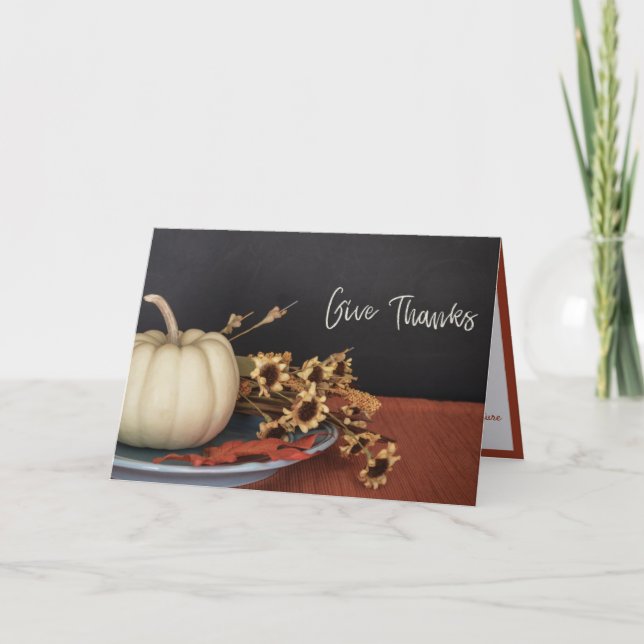 Give Thanks Holiday Thanksgiving Custom Message Card (Front)