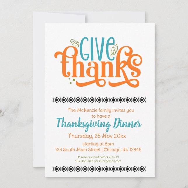 Give thanks invitation (Front)