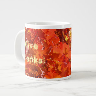 Give Thanks! Jumbo Large Mugs Autumn Leaves