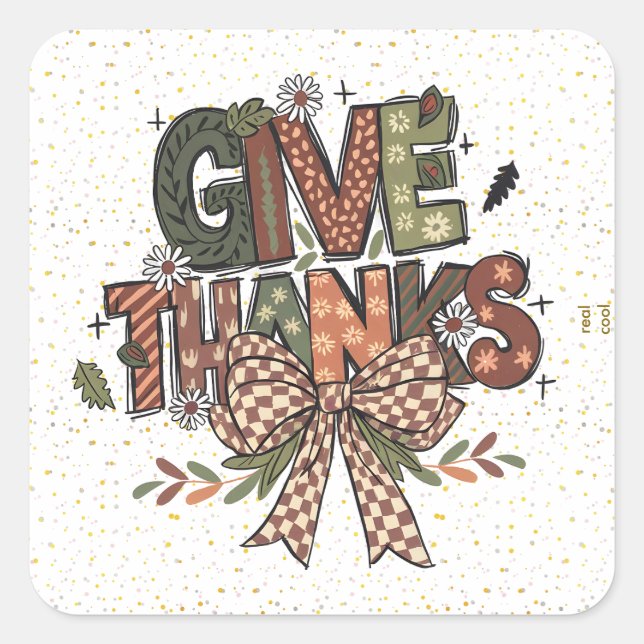 Give Thanks Patchwork Sticker Sheets  (Front)