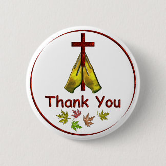 Give Thanks Praying Hands 6 Cm Round Badge