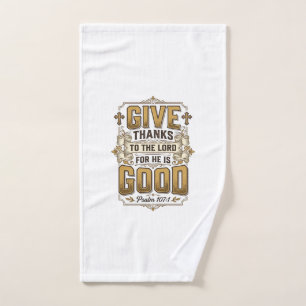 Give Thanks Psalm 107 Vintage Christian Shirt Hand Towel