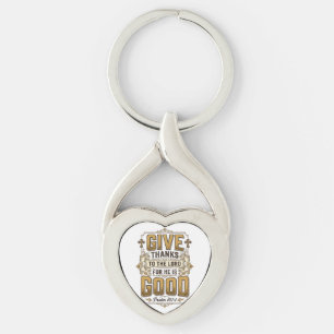 Give Thanks Psalm 107 Vintage Christian Shirt Key Ring