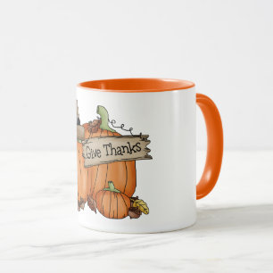 Give Thanks Pumpkin Autumn Mug