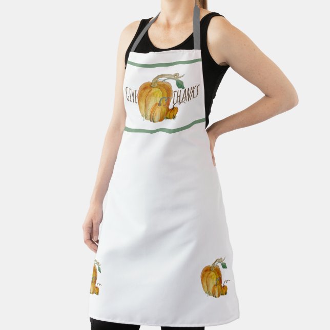 Give Thanks Pumpkin Harvest All-Over Print Apron (Insitu)