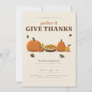 Give Thanks Pumpkin Thanksgiving Dinner Invitation
