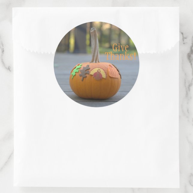 Give Thanks Pumpkin Turkey Thanksgiving Stickers (Bag)
