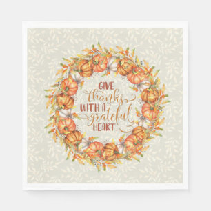 Give Thanks Pumpkin Wreath Napkin