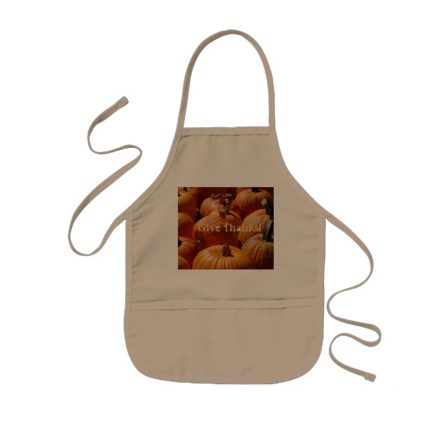 Give Thanks Pumpkins on a Kids Apron (Front)