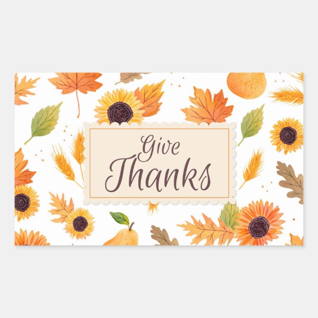 Give Thanks Rectangular Sticker (Front)