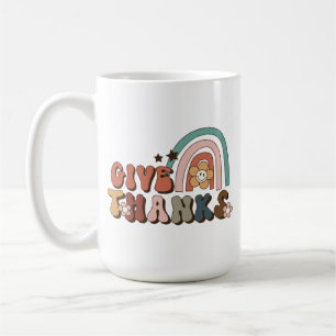 Give Thanks Retro Rainbow Thanksgiving Coffee Mug