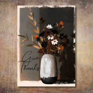 Give Thanks Rustic Autumn Wildflower Thanksgiving Holiday Card
