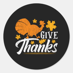 Give Thanks Rustic Fall Turkey Thanksgiving Gift Classic Round Sticker