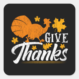 Give Thanks Rustic Fall Turkey Thanksgiving Gift Square Sticker