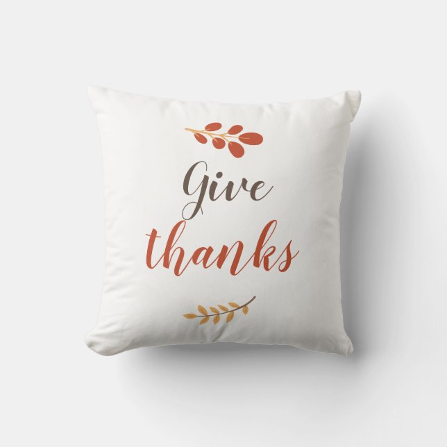 Give Thanks Script Thanksgiving Fall Autumn Simple Cushion (Front)