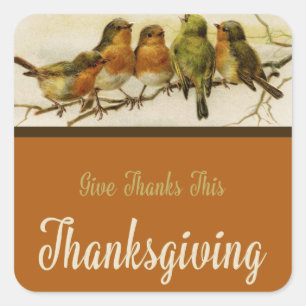 Give Thanks Singing Birds Square Sticker