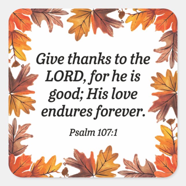 Give Thanks Square Sticker (Front)