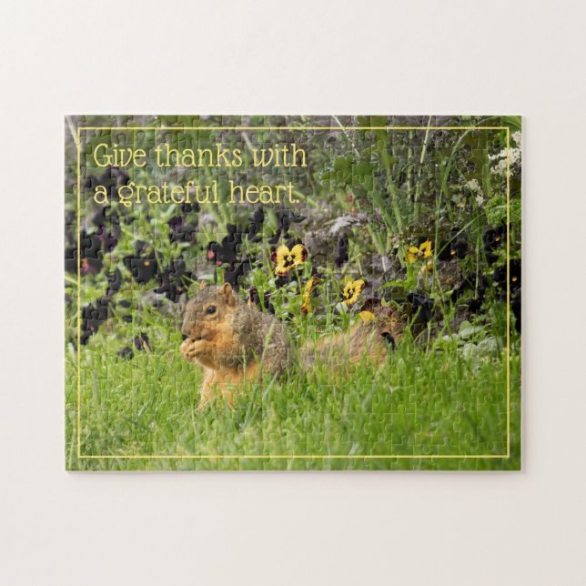 Give Thanks Squirrel Jigsaw Puzzle (Horizontal)