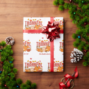 Give Thanks THANKFUL Christian Thanksgiving Wrapping Paper
