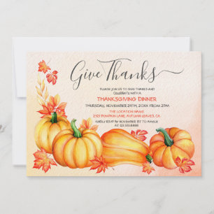 Give Thanks   Thanksgiving Dinner Invitation