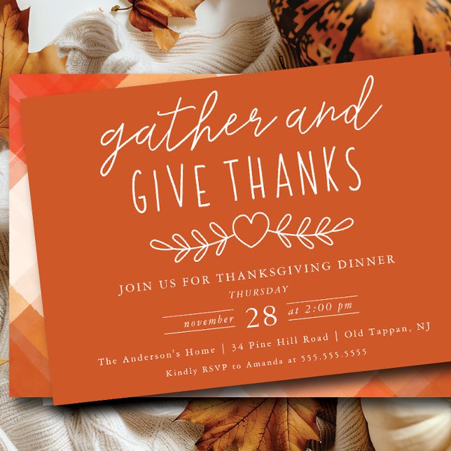 Give Thanks Thanksgiving Dinner Invitation (Creator Uploaded)