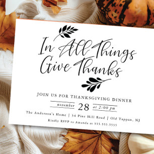 Give Thanks Thanksgiving Dinner Invitation