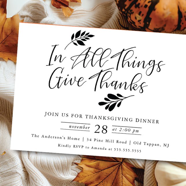 Give Thanks Thanksgiving Dinner Invitation (Creator Uploaded)