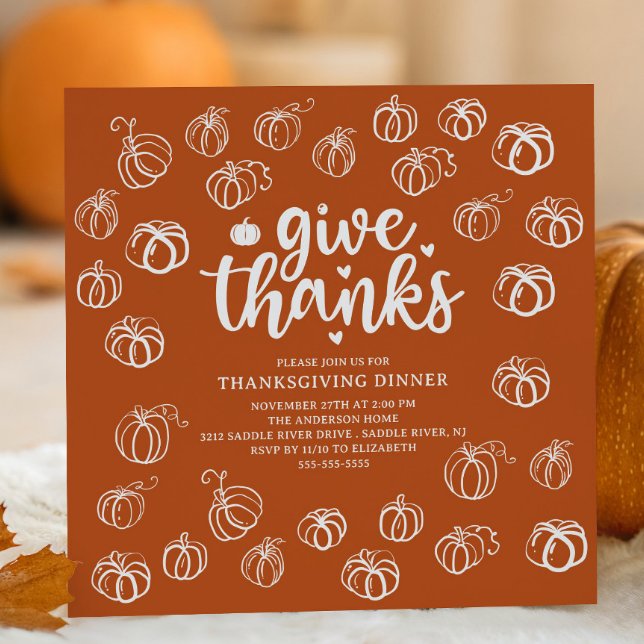 Give Thanks Thanksgiving Dinner Invitation (Creator Uploaded)