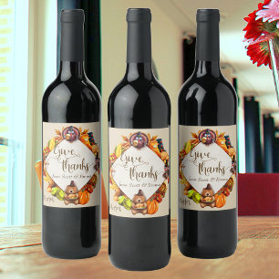 Give Thanks Thanksgiving  Gift Wine Label