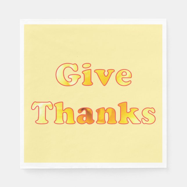 Give Thanks Thanksgiving Paper Napkins (Front)