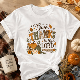 Give thanks thanksgiving pumpkin floral T-Shirt