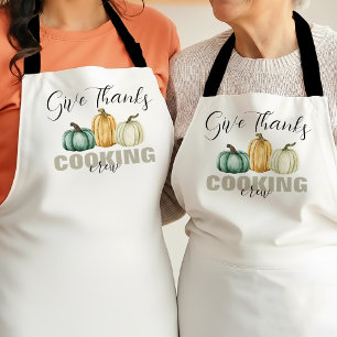 Give Thanks Thanksgiving Pumpkins Cooking Crew Apron